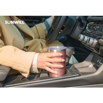 SUNWILL Travel Coffee Tumbler 20 oz, Insulated Mug with Lid, Stainless Steel Cup for Hot and Cold Drinks, Rose Gold