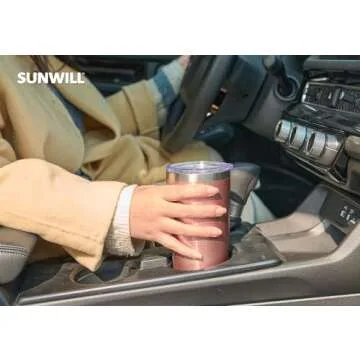 SUNWILL Travel Coffee Tumbler 20 oz, Insulated Mug with Lid, Stainless Steel Cup for Hot and Cold Drinks, Rose Gold