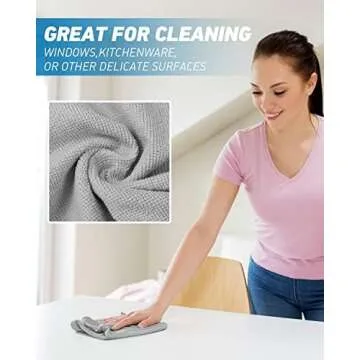 WEAWE Microfiber Cleaning Cloth Grey-50Pcs (13x13 inch) 2100 Series Ultra Soft Highly Absorbent Rags...