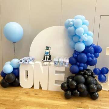Jobkoo Blue and Black Balloon Arch Kit for All Celebrations