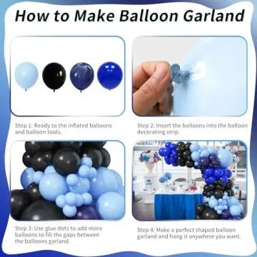 Jobkoo Blue and Black Balloon Arch Kit for All Celebrations