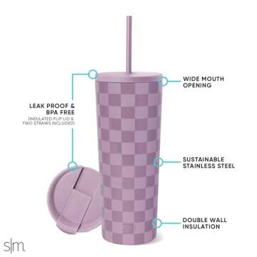 Insulated Tumbler with Lid & Straw | 24oz Lavender