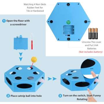 WINGPET Cat Toys for Indoor Cats, Electronic Automated Cat Toys with Mouse Tail & Catnip Ball, Interactive Cat Toys, Exerciser Entertainment Hunting for Kitty Pet, Auto Shut Off…