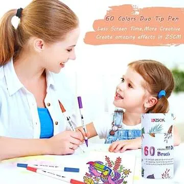 ZSCM Duo Tip Brush Markers 60 Colors for Creative Projects