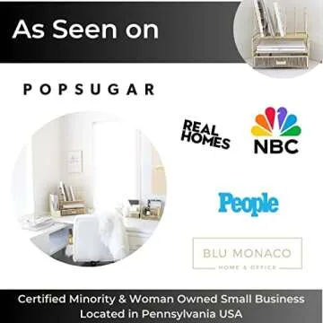 BLU MONACO Gold Desk Accessories and Workspace, Desktop Organizer - Cute File Organizer for Desk and Drawer Storage for Office Supplies, Paper, Device and Folders - File Holder