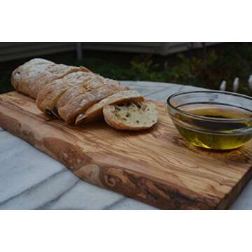 Olive Wood Long Charcuterie Board | Rustic Solid Wood Cutting Board No Glue | Cheese and Bread Cutting Board For Kitchen | Handmade Cutting Board for Meat | 16"L x 6.75"W x 0.75"Th