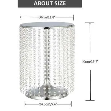 LANLONG 12 Inch Silver Crystal Cake Stand for Events