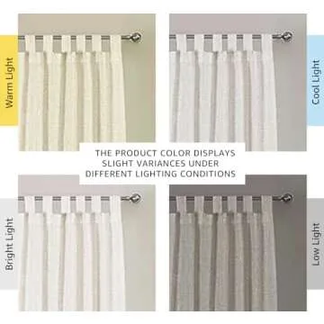 H.VERSAILTEX Semi Sheer Curtains 108 inches Long Linen Curtains, 2 Pack Ultra Luxurious Linen Elegant Curtain Panels, Light Filtering Privacy Panels Drapes, Tab Top Curtain Set, Heathered Natural