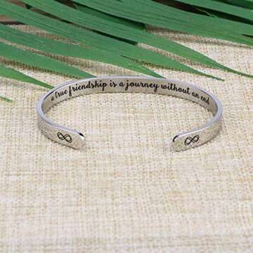 JoycuFF Best Gifts for Women Friend Bestie Gifts Inspirational Jewelry for Friends Birthday Cuff Bff Bracelets Friendship Stainless Steel Cuff Bracelet Long Distance Gifts for Graduation Gift