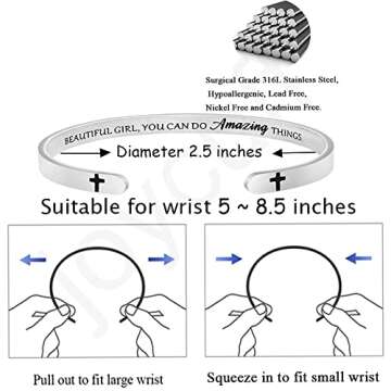 JoycuFF Best Gifts for Women Friend Bestie Gifts Inspirational Jewelry for Friends Birthday Cuff Bff Bracelets Friendship Stainless Steel Cuff Bracelet Long Distance Gifts for Graduation Gift