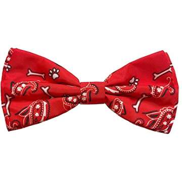 Huxley & Kent Bow Tie for Pets | Bone-Dana Red (Small) | Bow Tie Collar Attachment | Fun Bow Ties fo...