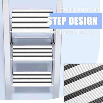 Step Ladder 4 Step Folding Aluminum Small Step Stool with Handle for Kitchen Closet, 5Ft Foldable St...