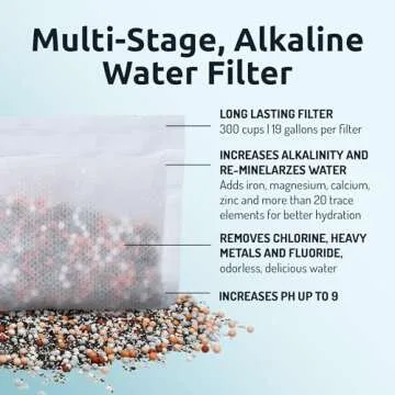 Invigorated Water pH On-The-Go Portable Water Filter - Alkaline Pouch Filter for Water Bottles, Jugs, Pitchers, High pH Water Alkalizer for Pure Drinking Water - 98 litres / 26 Gallons (3-Pack)