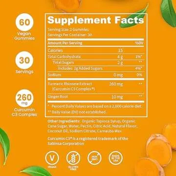 WellPath Vital Turmeric Gummies + Ginger - Joint Support Curcumin Supplement, Turmeric Curcumin C3 Complex, Tasty Alternative to Capsules, Turmeric & Ginger Root, Tropical Flavor Chews, Vegan, 60 Ct