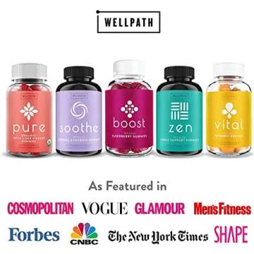WellPath Vital Turmeric Gummies + Ginger - Joint Support Curcumin Supplement, Turmeric Curcumin C3 Complex, Tasty Alternative to Capsules, Turmeric & Ginger Root, Tropical Flavor Chews, Vegan, 60 Ct