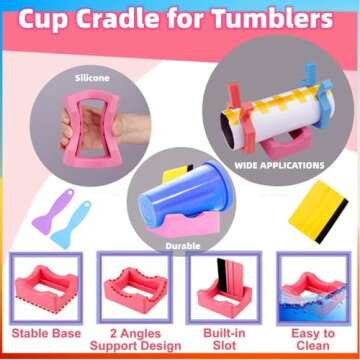 Perfect Pumbler Clamp,Tumbler Clamp for Sublimation,Cup Cradle for Crafting Tumblers,Sublimation Cup Holder Clamp for 20oz 15oz Cups,Mug Clamps,Tumbler Wrapper (Tape Dispenser+20oz Clamp)