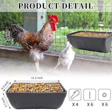 2 Pack Chicken Feeder Troughs - Hanging Feeder for Livestock and Poultry