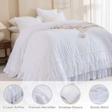 Masaca White Oversized King Comforter Set 120x120,Farmhouse Shabby Boho Chic Ruffle California King ...