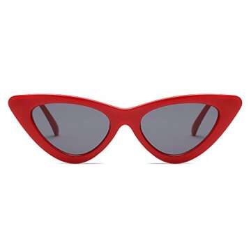 kimorn Cat Eye Sunglasses Women Clout Goggles Kurt Cobain Retro Sun Glasses K0566 (Red&Black)