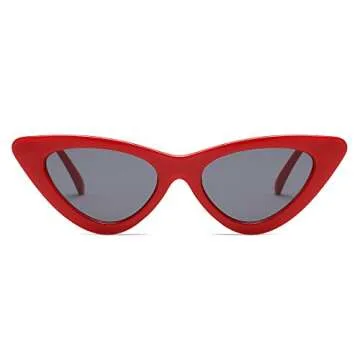 kimorn Cat Eye Sunglasses Women Clout Goggles Kurt Cobain Retro Sun Glasses K0566 (Red&Black)