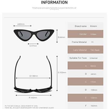 kimorn Cat Eye Sunglasses Women Clout Goggles Kurt Cobain Retro Sun Glasses K0566 (Red&Black)