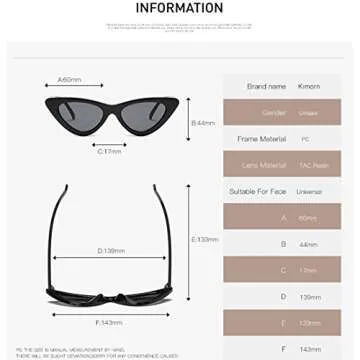 kimorn Cat Eye Sunglasses Women Clout Goggles Kurt Cobain Retro Sun Glasses K0566 (Red&Black)