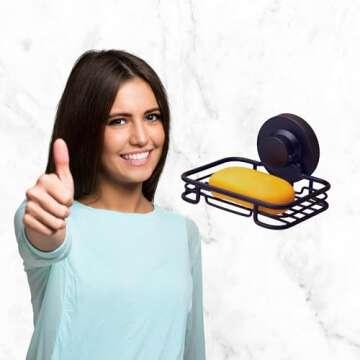 Gecko-Loc Soap Dish Suction mounting Bath soap bar Holder for Bathroom, Metal Bath Shower Bathtub Wa...