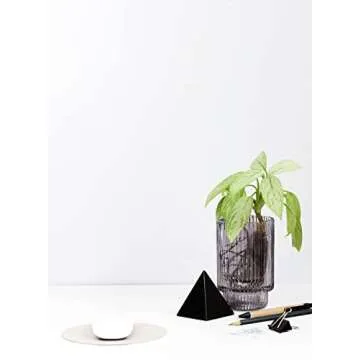 Set of 4 Elegant Smoke Grey Ribbed Votive Holders