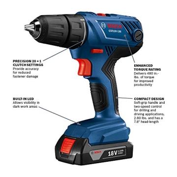 BOSCH 18V Compact Drill/Driver Kit for DIY Projects