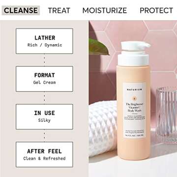 Naturium The Brightener Vitamin C Body Wash, Gentle Cleanser for Smoother-Looking Skin, Removes Dirt, Oil & Other Impurities, 16.9 oz