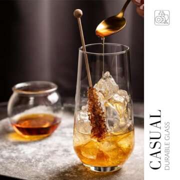 Krosno Tall Water, Juice, Drinking Glasses, Set of 6, 16.2 oz, Splendour Collection, Highball & Tumbler Crystal Glass, Dishwasher Safe, Made in Europe