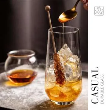 Krosno Tall Water, Juice, Drinking Glasses, Set of 6, 16.2 oz, Splendour Collection, Highball & Tumbler Crystal Glass, Dishwasher Safe, Made in Europe