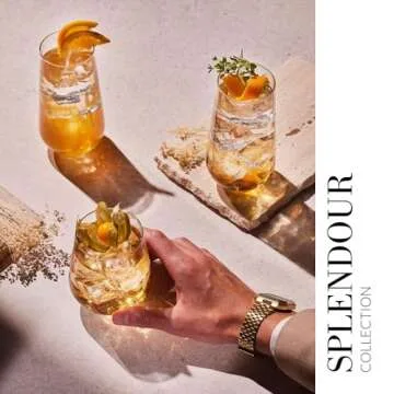 Krosno Tall Water, Juice, Drinking Glasses, Set of 6, 16.2 oz, Splendour Collection, Highball & Tumbler Crystal Glass, Dishwasher Safe, Made in Europe