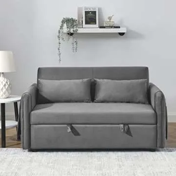 HomSof Modern Convertible Sofa Bed with 2 Pillows