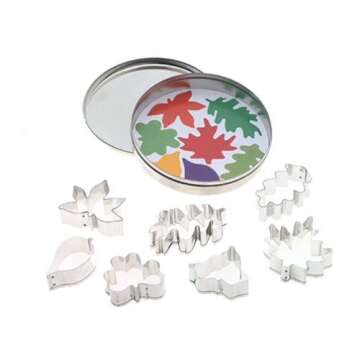 Mrs. Anderson’s Baking Cookie and Fondant Cutters, Mini Leaf Shapes, 7-Piece Set with Storage Tin