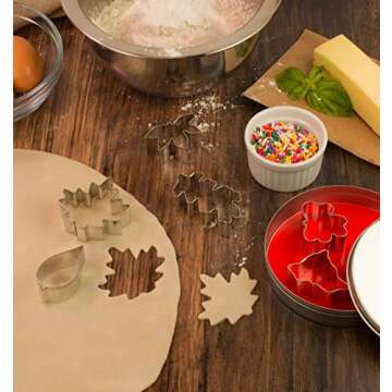 Mrs. Anderson’s Baking Cookie and Fondant Cutters, Mini Leaf Shapes, 7-Piece Set with Storage Tin