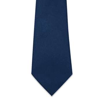 Aurya Boys'Solid Color Zipper Tie 19 inch Polyester Satin Zipper Neckties (Navy Blue)