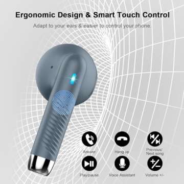 Wireless Earbuds, Bluetooth 5.3 Headphones in Ear with Noise Cancelling Mic, Bluetooth Earbuds Stereo Bass, IP7 Waterproof Sports Earphones, 32H Playtime USB C Charging Ear Buds Gray for Android iOS