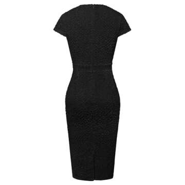 Womens Work Dress Bodycon Midi Pencil Dress for Office School Black