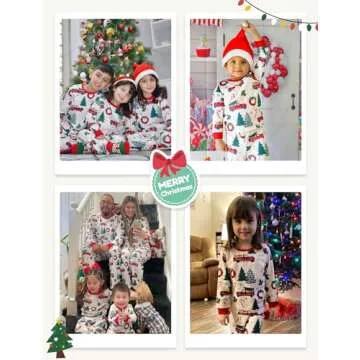 PATPAT Family Matching Christmas Pajamas for Family Tree Car Print Xmas Top Tee and Bottom Sets for Women XXL Turquoise
