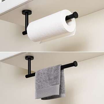 KES Kitchen Paper Towel Holder Under Cabinet Matte Black 11 Inch Paper Towel Holder Dispenser Wall M...