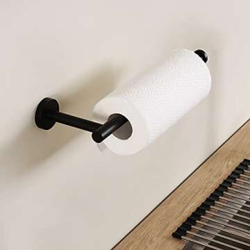 KES Kitchen Paper Towel Holder Under Cabinet Matte Black 11 Inch Paper Towel Holder Dispenser Wall Mounted Paper Towel Roll Holder Bathroom, SUS 304 Stainless Steel, A2175S30-BK