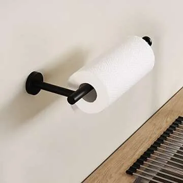 KES Kitchen Paper Towel Holder Under Cabinet Matte Black 11 Inch Paper Towel Holder Dispenser Wall Mounted Paper Towel Roll Holder Bathroom, SUS 304 Stainless Steel, A2175S30-BK
