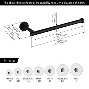 KES Kitchen Paper Towel Holder Under Cabinet Matte Black 11 Inch Paper Towel Holder Dispenser Wall Mounted Paper Towel Roll Holder Bathroom, SUS 304 Stainless Steel, A2175S30-BK