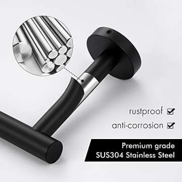 KES Kitchen Paper Towel Holder Under Cabinet Matte Black 11 Inch Paper Towel Holder Dispenser Wall Mounted Paper Towel Roll Holder Bathroom, SUS 304 Stainless Steel, A2175S30-BK