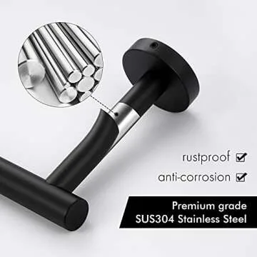 KES Kitchen Paper Towel Holder Under Cabinet Matte Black 11 Inch Paper Towel Holder Dispenser Wall Mounted Paper Towel Roll Holder Bathroom, SUS 304 Stainless Steel, A2175S30-BK