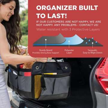 TRUNKCRATEPRO Car Storage Organizer, Gray Car Organizer, Trunk Organizer For Car, Suv, Truck, Premium Multi Adjustable Compartments Collapsible car trunk organizers (Large Capacity)