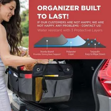 TRUNKCRATEPRO Car Storage Organizer, Gray Car Organizer, Trunk Organizer For Car, Suv, Truck, Premium Multi Adjustable Compartments Collapsible car trunk organizers (Large Capacity)