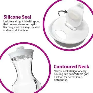 DilaBee Plastic Water Pitcher With Lid - Square Carafe Pitchers for Drinks, Milk, Smoothie, Iced Tea, Mimosa Bar Supplies - BPA-Free - NOT DISHWASHER SAFE (6-Pack, 32 Ounce)