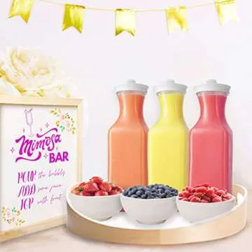 DilaBee Plastic Water Pitcher With Lid - Square Carafe Pitchers for Drinks, Milk, Smoothie, Iced Tea, Mimosa Bar Supplies - BPA-Free - NOT DISHWASHER SAFE (6-Pack, 32 Ounce)